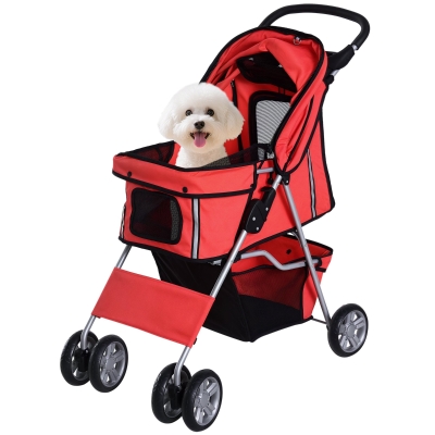 PawHut hondenwagen hondenbuggy honden pet stroller buggy 4 kleuren 3/4 wielen