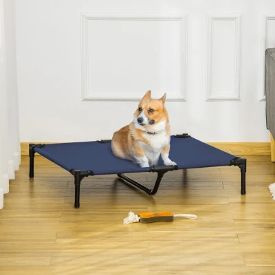 PawHut Raised Dog Bed Metal Frame Blue Large Portable