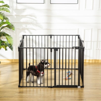 PawHut Barrière Sécurité 8 Panneaux Porte Chien 482,5x76cm