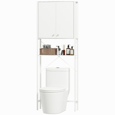 HOMCOM Meuble WC/Machine à Laver 64x20x180 cm Blanc
