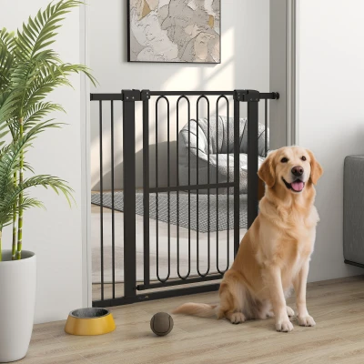PawHut Deurhek Hond, 76-104 cm Afsluithek zonder boren, Traphek