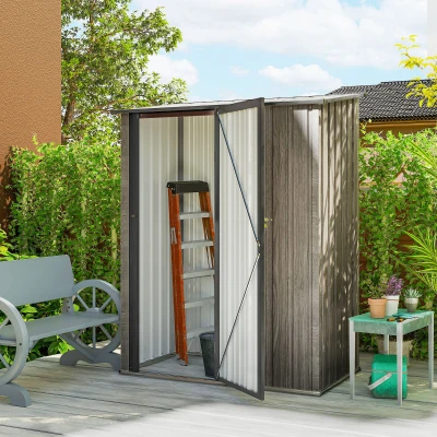 Outsunny Metal Garden Storage Shed Lockable 5x3ft Light Grey