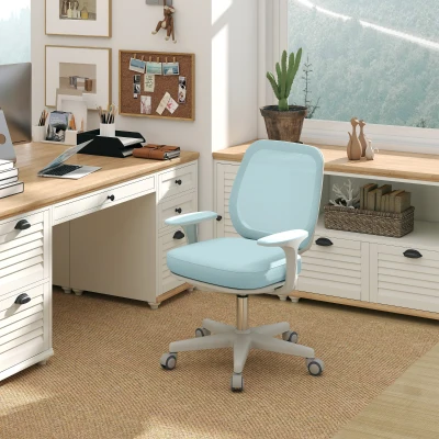 Vinsetto Ergonomischer Bürostuhl mit verstellbarer Höhe und atmungsaktivem Rückenlehne, 55x48x82.5-94.5 cm, Hellgrün