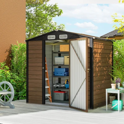 Outsunny Casetta da Giardino in Acciaio con Prese d'Aria 1.9x1.3m