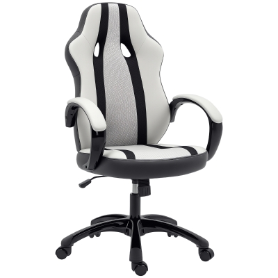 HOMCOM Cadeira Gaming com Altura Ajustável e Suporte Lombar para Casa Escritório 61x63x111-120,5 cm Cinzento