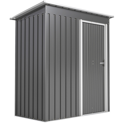 Outsunny Abrigo de Jardim Exterior 163x89x182 cm Abrigo Metálico para Ferramentas com Porta de Correr e Teto Inclinado Cinzento
