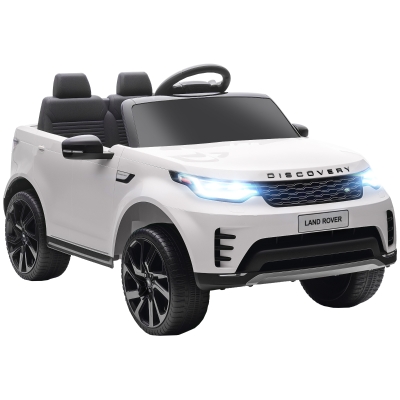 AIYAPLAY Coche Eléctrico para Niños con Licencia Land Rover con Faros LED, Claxon y Control Remoto, 105x68.5x58 cm, Blanco