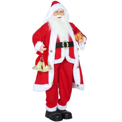 HOMCOM Père Noël 1,15m Rouge avec Sac Cadeaux et Cloches