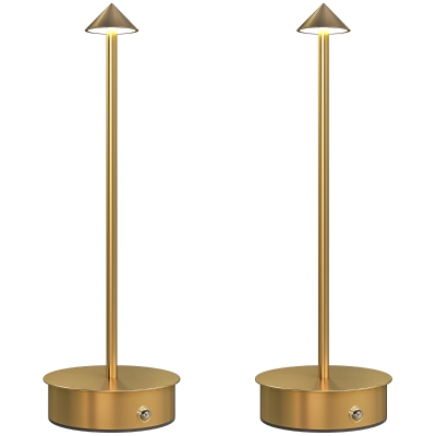 HOMCOM Lot 2 Lampes LED Rechargeables Tactile Doré Ø10x30 cm