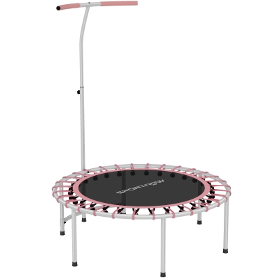 SPORTNOW Trampoline Fitness Ø102cm Barre Ajustable Acier Rose