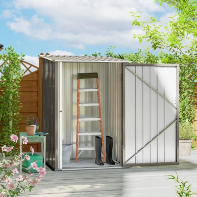 Outsunny Casetta Porta Attrezzi 0.92m² in Acciaio Zincato Marrone
