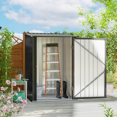 Outsunny Caseta de Jardín Metálica 0,92 m² 100x103x160cm con 1 Puerta y Cerradura para Almacenamiento de Herramientas Gris Oscuro