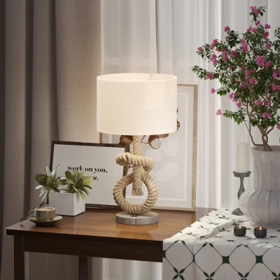 HOMCOM Nautical LED Table Lamp with USB Port for Bedroom