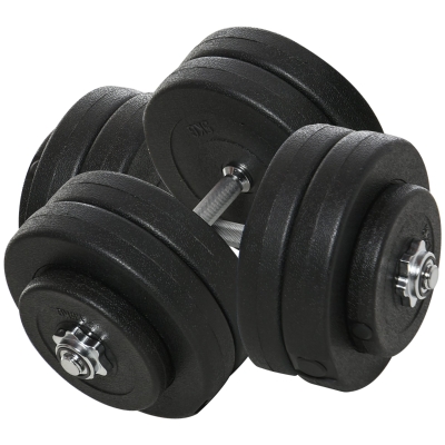 HOMCOM Set manubri palestra 24.5cm x 24.5cm x 4.3cm Nero