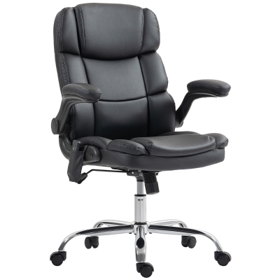 HOMCOM Fauteuil Bureau Massant 4 Points Chauffant Noir