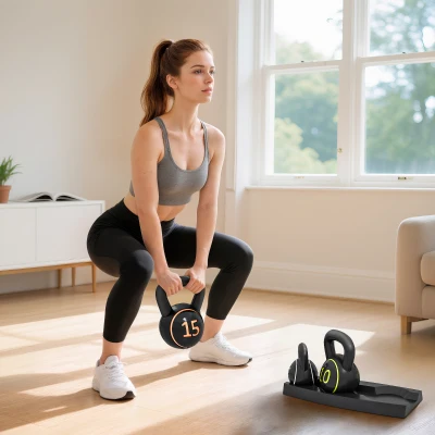 SPORTNOW Set di 3 Kettlebell 18x18x24cm Nero