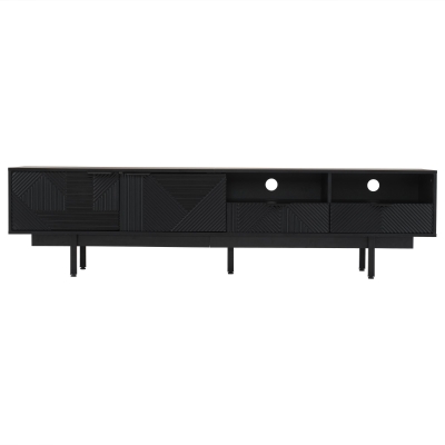 Modern Bohemian TV Cabinet with Sturdy and Durable Construction, Black