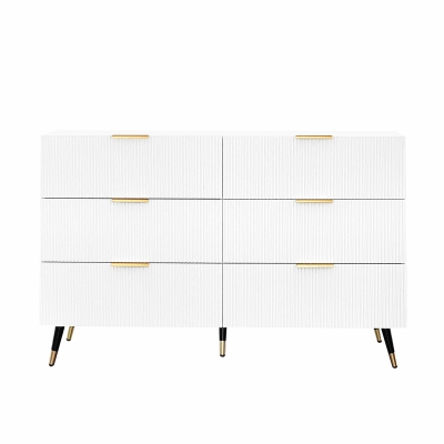 Elegant Sideboard with Modern Design, White+Gold