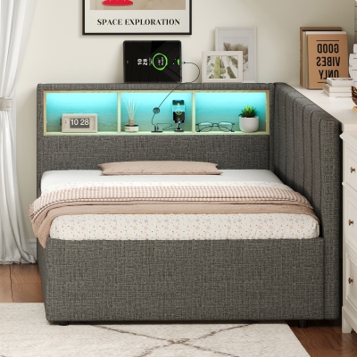 Single Daybed with Storage Drawers, Grey