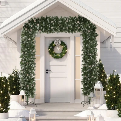 HOMCOM Snow Frosted Christmas Tree Arch with Metal Stand Green