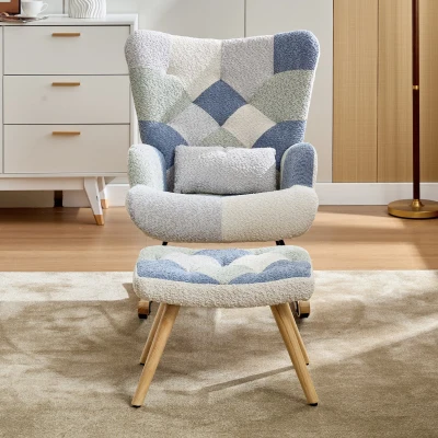 High-Back Rocking Chair with Footstool and Sturdy design, Colorful