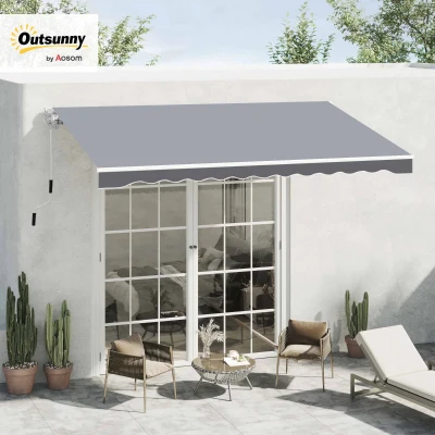 Outsunny Manual Retractable Patio Awning Shelter UV Protection, 2.5mx2m