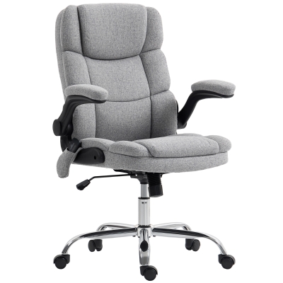 HOMCOM Chaise Bureau Massante Chauffante avec Accoudoirs Gris