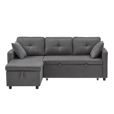 L-Shaped Convertible Sofa Bed with Reversible Chaise, Grey