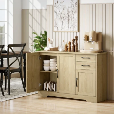HOMCOM Aparador com 3 Portas Moderno para Sala de Estar com 2 Gavetas Prateleira Ajustável 120x38x79 cm Madeira