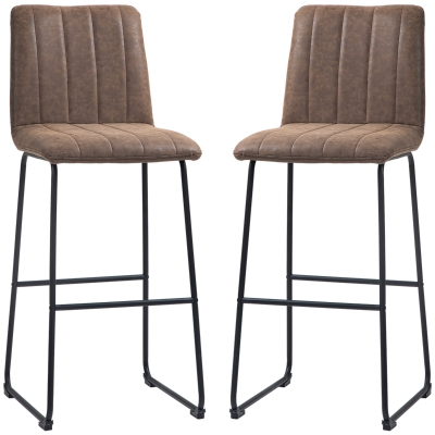 HOMCOM Set 2 Sgabelli Moderni con Poggiapiedi e Schienale Marrone