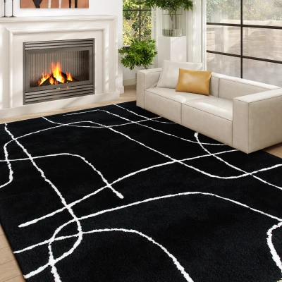 HOMCOM Fluffy Shaggy Rug 120x170cm Modern Black
