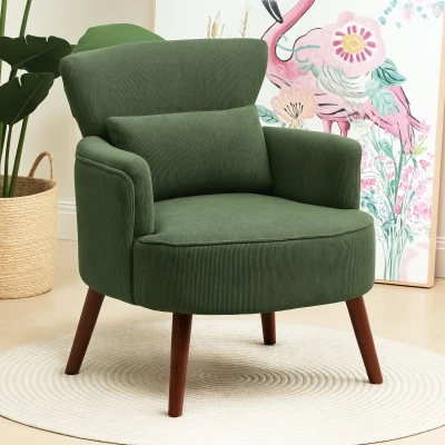 HOMCOM Fauteuil Moderne Rembourré avec Coussin Lombaire Vert