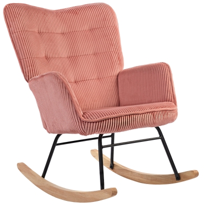 HOMCOM Schaukelstuhl, Relaxsessel, Schaukelsessel, belastbar bis 120 kg, Polyester, 98 x 71 x 101 cm, Rosa