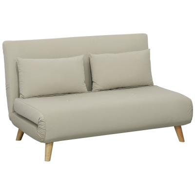 HOMCOM Schlafsofa Relaxsofa Sofa Couch, inkl. 2 Kissen, Samtoptik, 130 x 78 x 79 cm, Beige