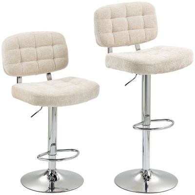 HOMCOM Tabourets de Bar Réglables avec Dossier, Lot de 2, Beige