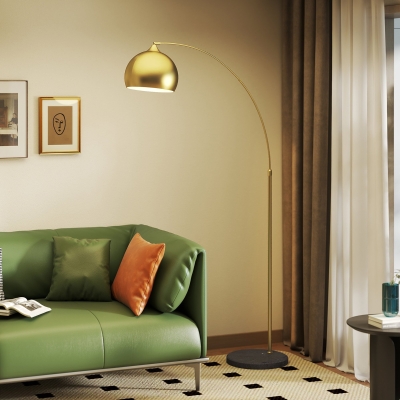 HOMCOM Candeeiro de Pé em Forma de Arco com Altura e Comprimento Ajustáveis com Interruptor de Pé 110-115x30x170-180 cm Dourado e Preto