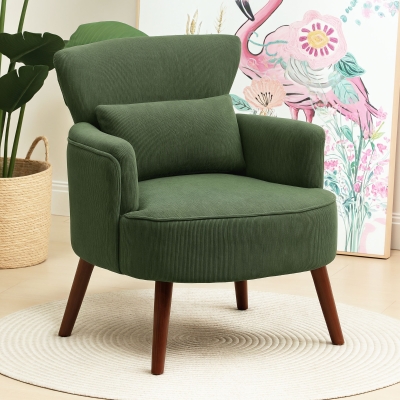 HOMCOM Silla de acento acolchada moderna con reposabrazos, cojín lumbar, verde