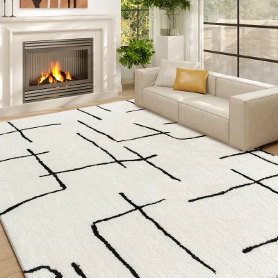 HOMCOM Fluffy Shaggy Rug 120x170cm Cream
