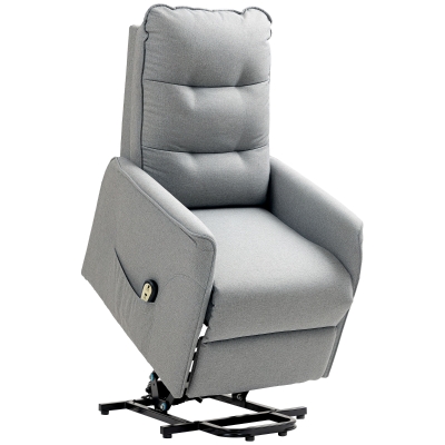 HOMCOM Aufstehsessel, Recliner-Sessel mit Aufstehhilfe, elektrischer Relaxsessel mit Fernbedienung, Seitentasche, Grau