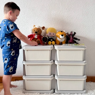 HOMCOM Opbergdoos voor Kinderen, Kinder-Opbergdoos, 3 Laden, Wit