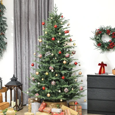 HOMCOM Árvore de Natal Artificial 210 cm com 2322 Ramos Densos Suporte Metálico Dobrável para Interior Verde