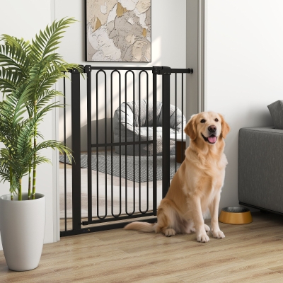 PawHut Puerta de Seguridad para Perros, 76-104 cm Barrera sin Taladrar, Barrera para Escaleras