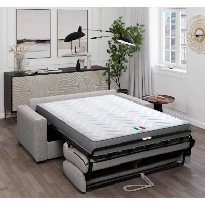 Canapé convertible express JOHN - 3 places - Tissu gris - 190 x 100 x 87 cm