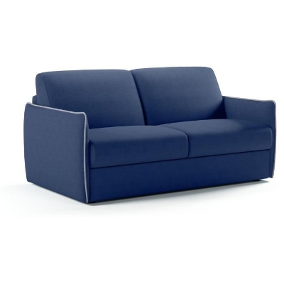 Canapé convertible express - AGATHE - Tissu Bleu - matelas 14cm - 175 x 100 x 87 cm