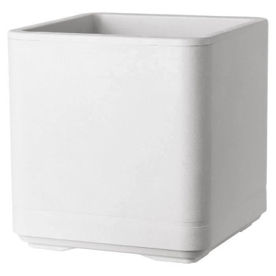 DEROMA Pot de fleurs Cube Cosmo -  38 x h39 cm - Perle -  A réserve d'eau - Roulettes