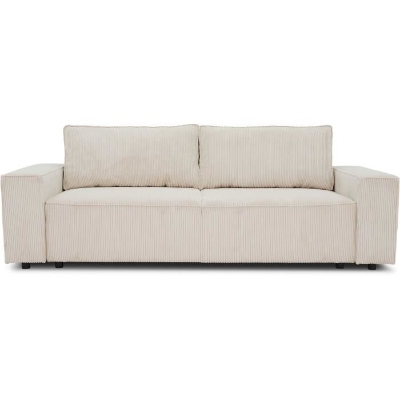 Canapé droit convertible 3 places JOSH - velours côtelé beige - Coffre de rangement - L239xP86xH85cm