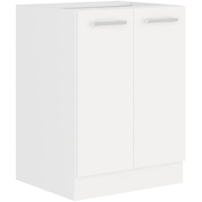 ATLAS Meuble bas 2 portes - Décor blanc - L60 x P52 x H82 cm - Plan de travail non inclus
