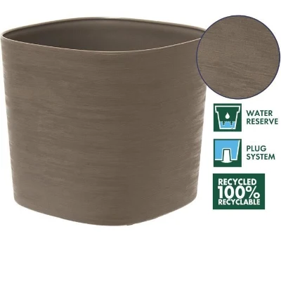 Pot avec réserve d'eau - GARDEN ID Respect - Taupe 40 x 40 cm - 100% déchets ménagers - 100% recyclable - Surface structurée.