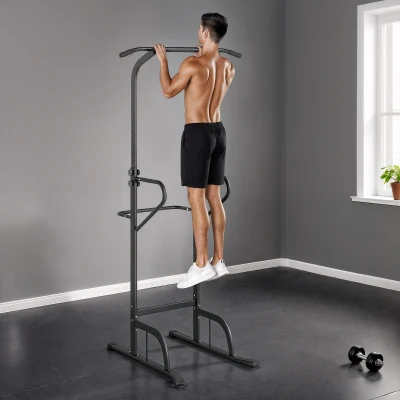 HOMCOM Station Musculation Multifonction Hauteur Réglable Acier Noir
