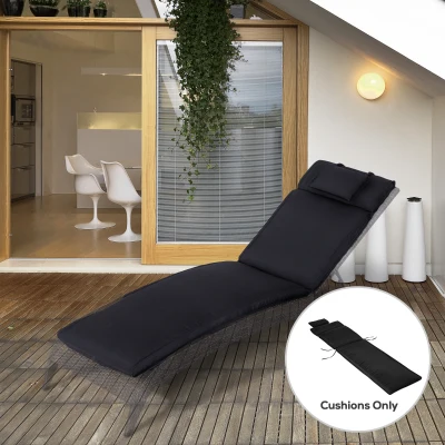 Outsunny Sun Lounger Cushion Replacement Black